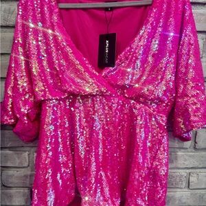 Pink Sequin Women's Top